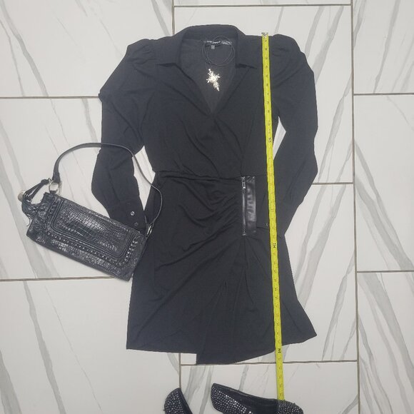 Karl Lagerfield Sexy V Black dress with side gathering at the waist size 4 y2k - Picture 3 of 9